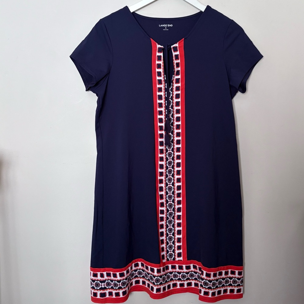 Lands End Navy Beach Dress/Swim Cover/Up